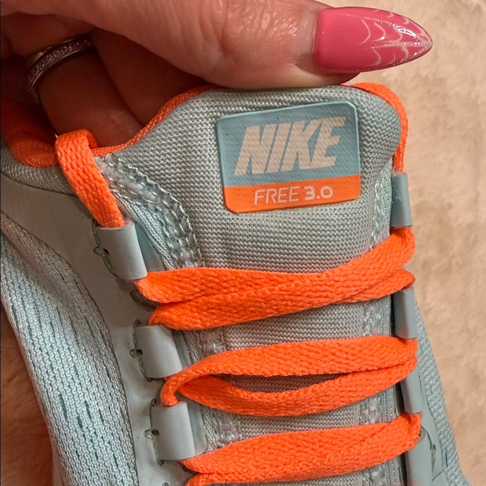 Nike Free 3.0✨ Womens light blue knit and orange tennis shoes. Sz 7✨ - Picture 7 of 7